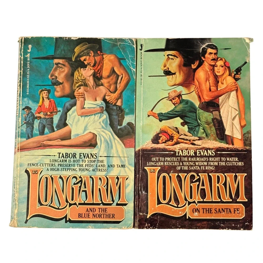 Longarm Western Paperback Lot Tabor Evans #35 #36 Blue Norther Santa Fe